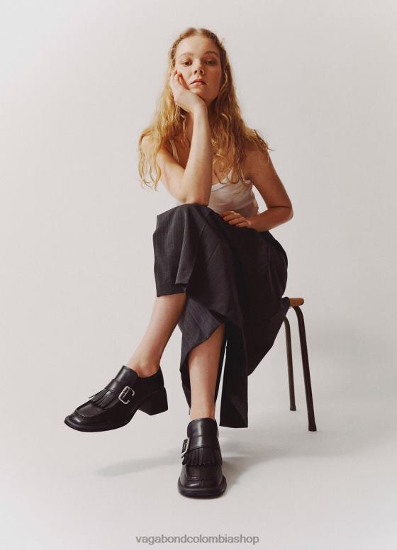 holgazán ansie calzado mujer Vagabond cuero negro 0Z0FT143