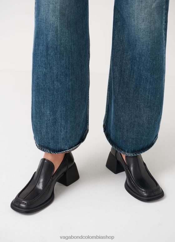 holgazán ansie calzado mujer Vagabond cuero negro 0Z0FT144