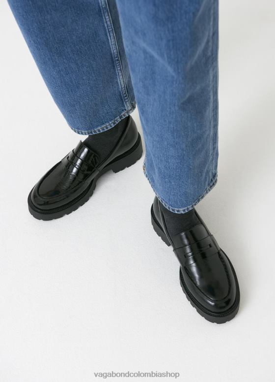 mocasín calzado mujer Vagabond charol negro 0Z0FT134