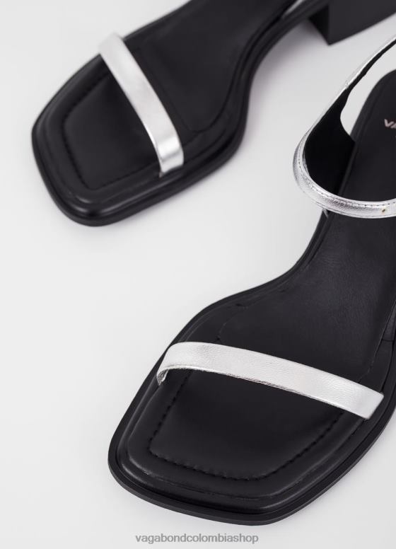 sandalias inés calzado mujer Vagabond cuero metalizado plata 0Z0FT55