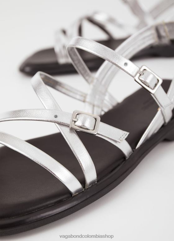 sandalias izzy calzado mujer Vagabond cuero metalizado plata 0Z0FT29