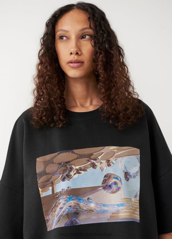 camiseta boxy x micky ho vestir mujer Vagabond textil negro 0Z0FT259