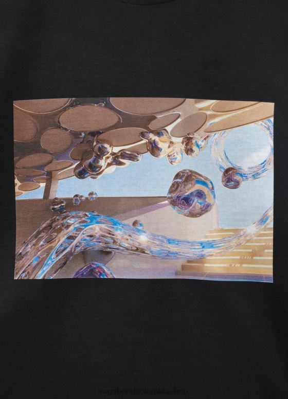 camiseta boxy x micky ho vestir mujer Vagabond textil negro 0Z0FT259